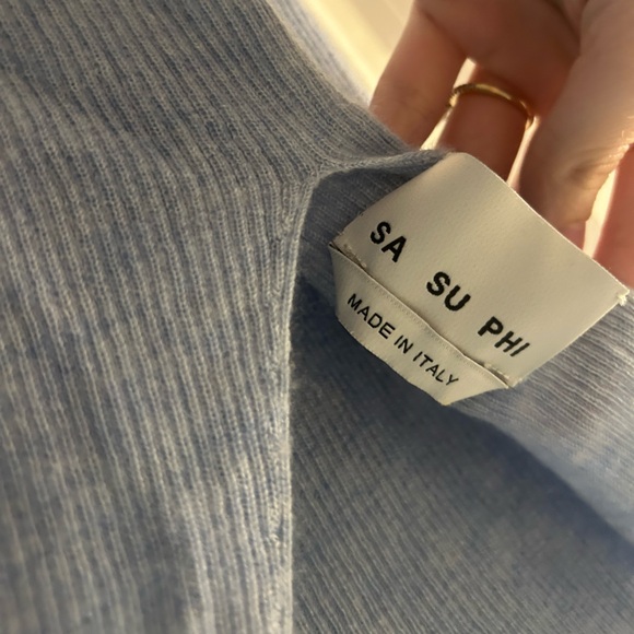 Light Blue Ribbed Knit Top - Picture 3 of 3